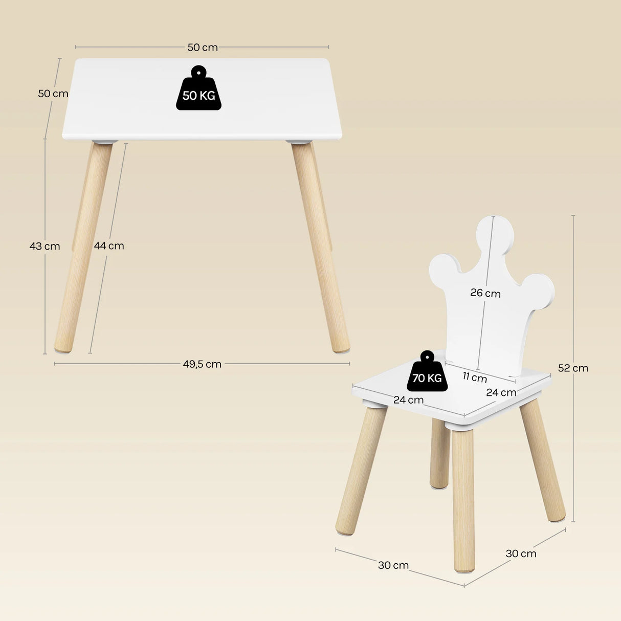 Houten kindertafel met 2 stoelen van BukkitBow, Montessori speelset voor kinderen, geschikt voor creatieve en speelse activiteiten.