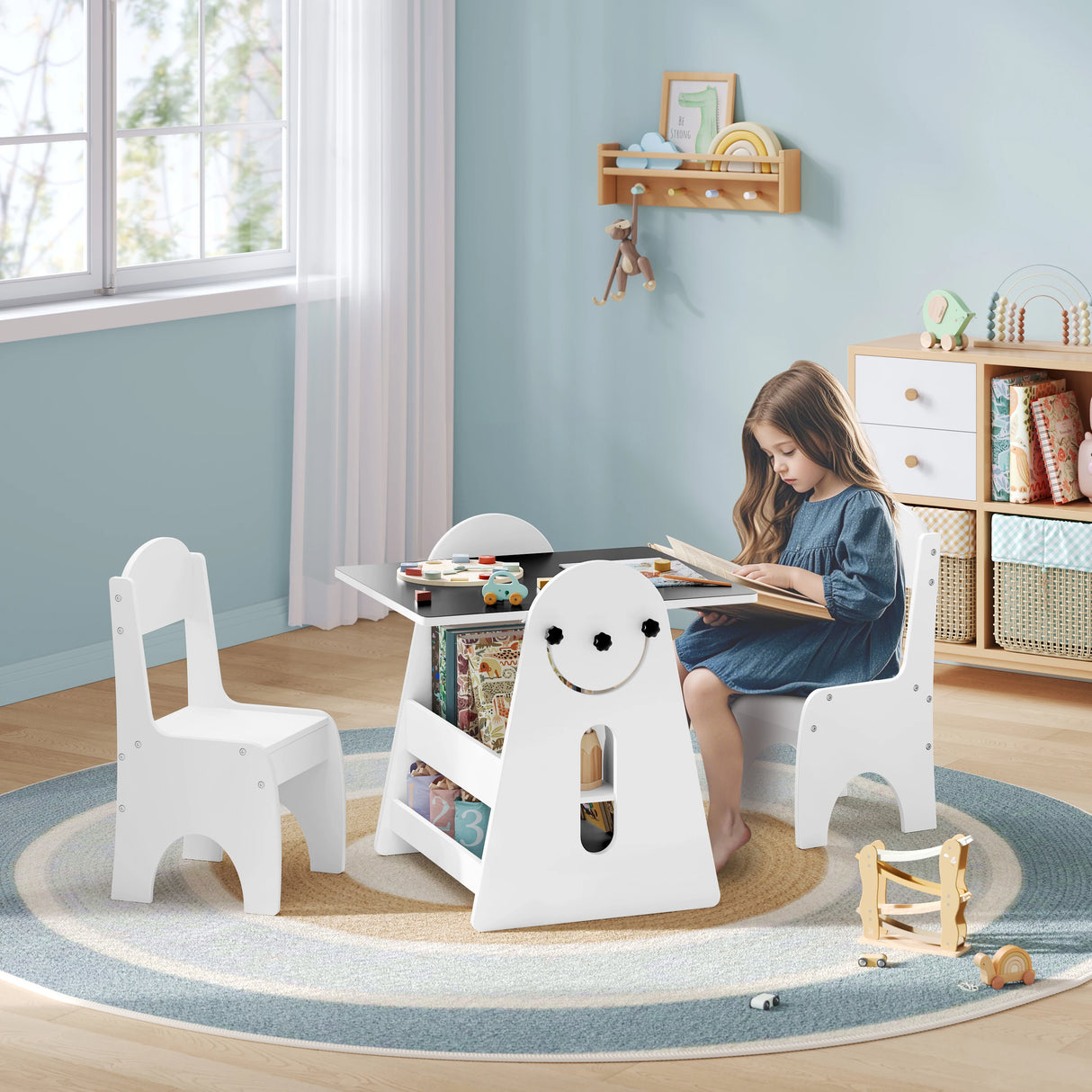 BukkitBow - Kindertafel met 2 Stoeltjes en Opbergruimte - 2-in-1 Tekentafel