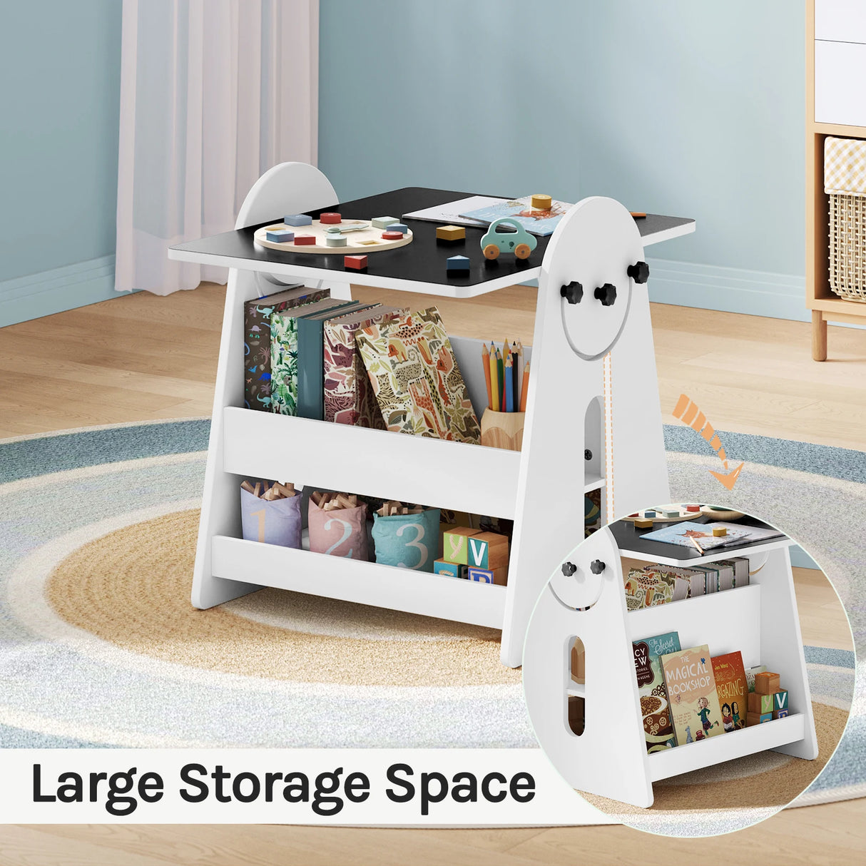 BukkitBow - Kindertafel met 2 Stoeltjes en Opbergruimte - 2-in-1 Tekentafel