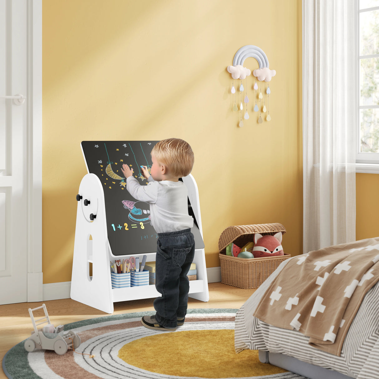 BukkitBow - Kindertafel met 2 Stoeltjes en Opbergruimte - 2-in-1 Tekentafel