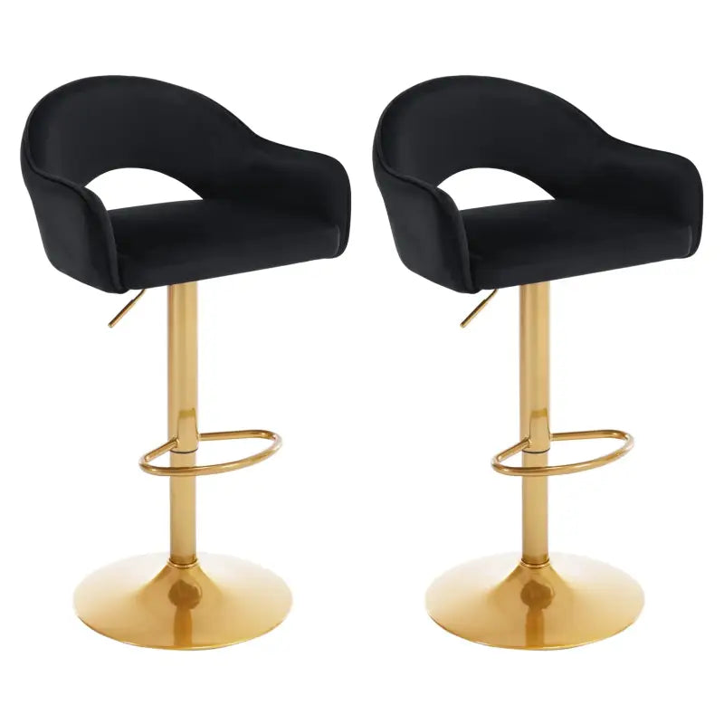 Set van 2 luxe velvet barkrukken van BukkitBow met rugleuning, voetensteun en goudkleurig onderstel.