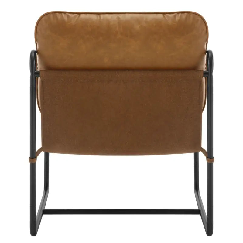 Luxe BukkitBow fauteuil met faux leer en metalen accenten, afmetingen 65x80x75cm, modern design en comfortabele zit.