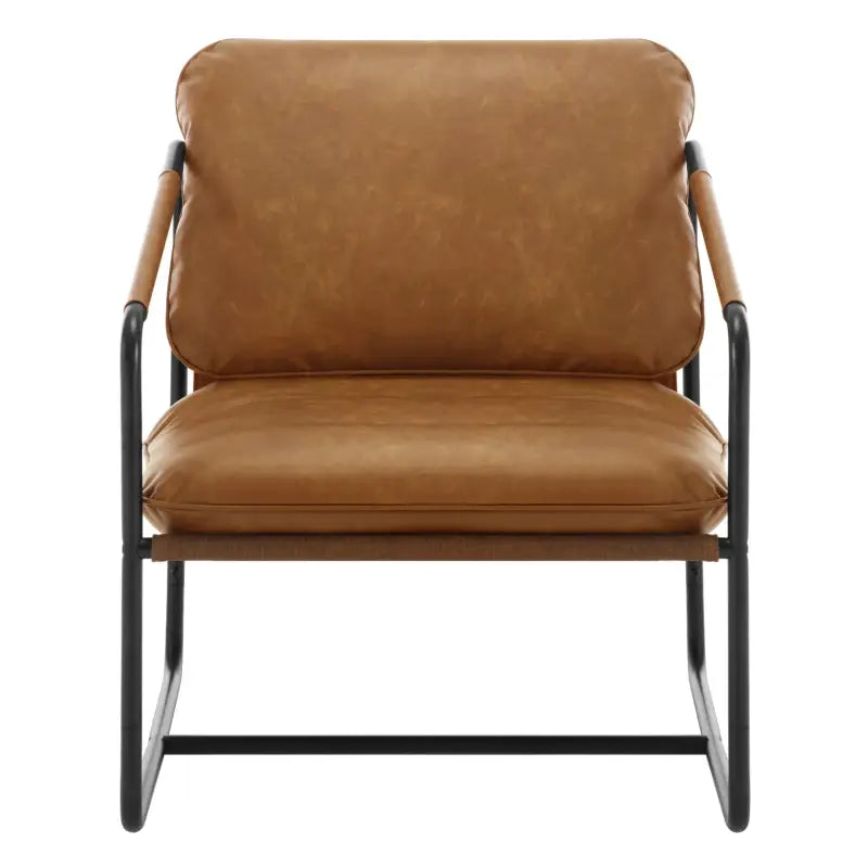 Luxe BukkitBow fauteuil in faux leer met metalen frame, afmetingen 65x80x75cm, modern design voor elegante interieurs