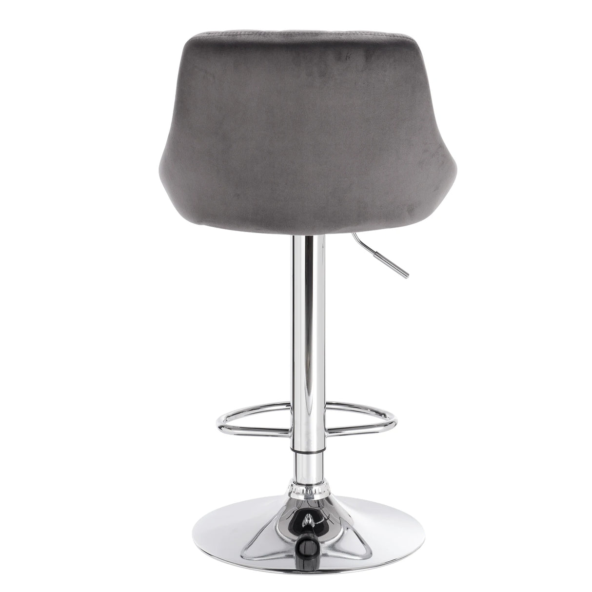 Luxe BukkitBow barstoel met chroom onderstel, verstelbaar en draaibaar, met comfortabele fluvelen zitting.