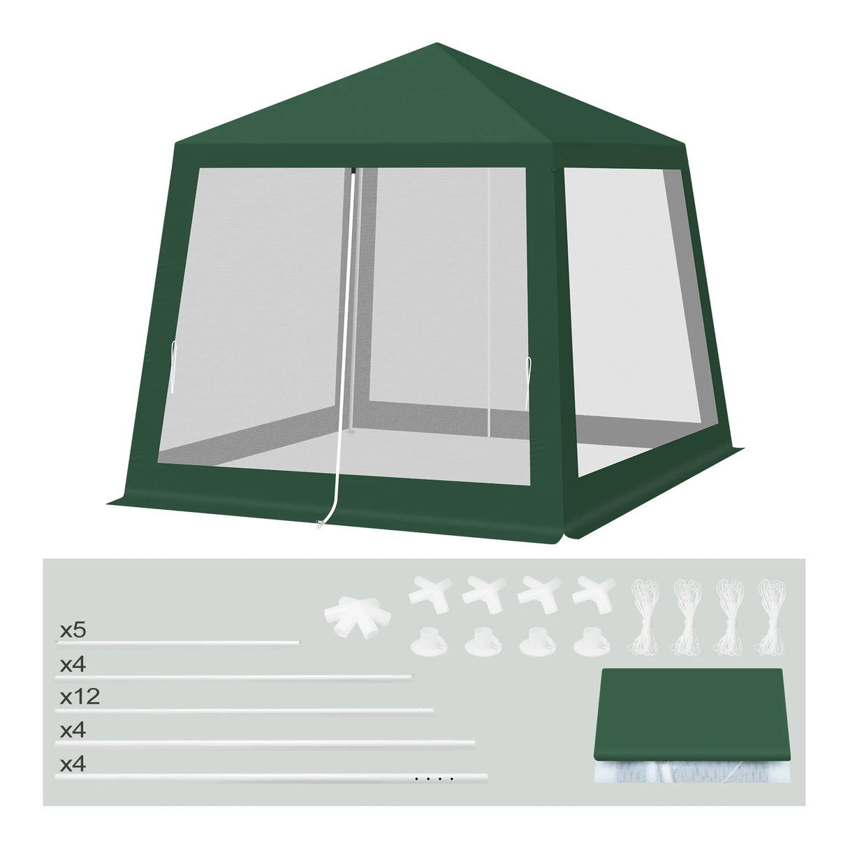 Luxe BukkitBow partytent 3x3m met muggennet en UV-bescherming, ideale overkapping voor buitenfeesten.