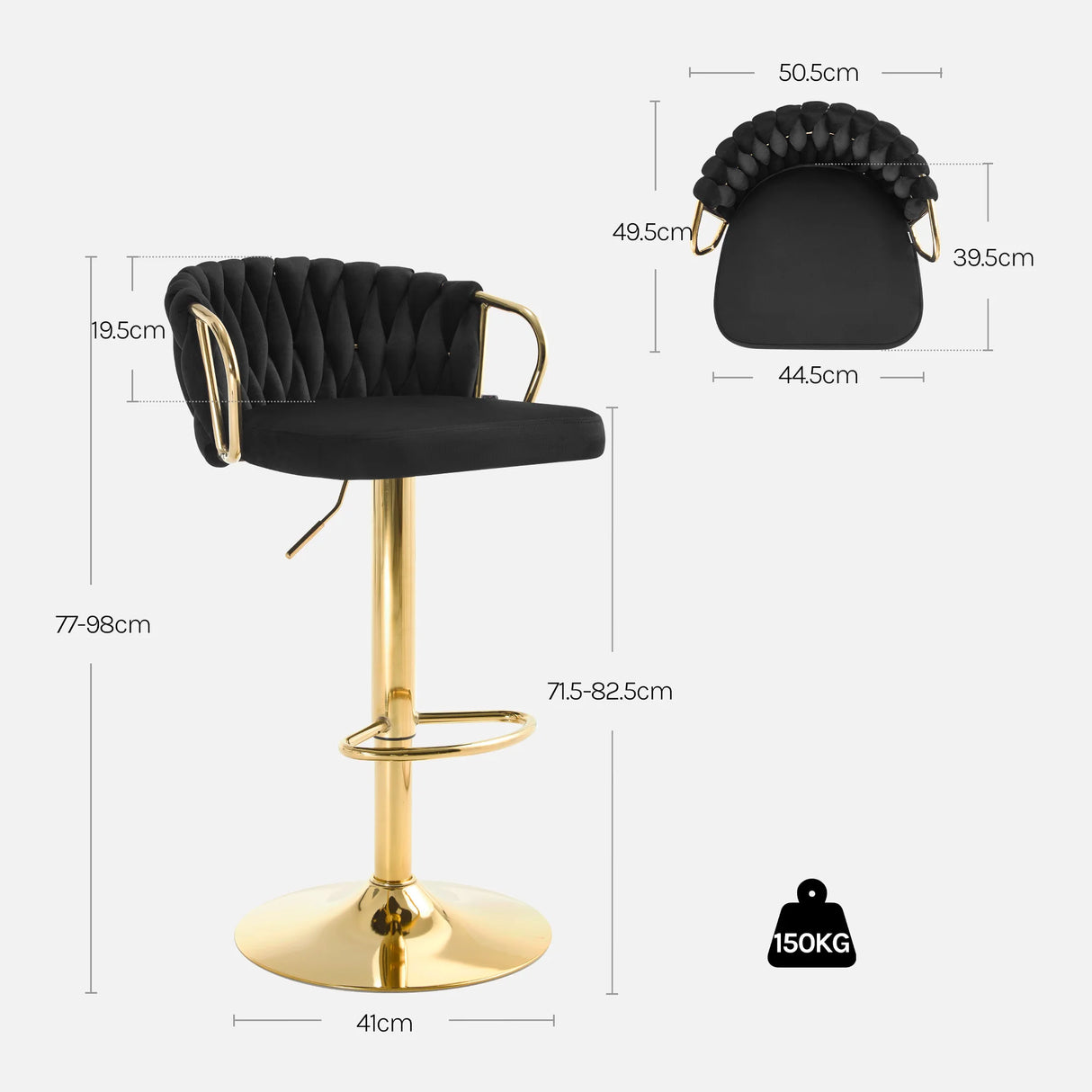 Set van 2 luxe velvet barkrukken van BukkitBow met gevlochten rugleuning voor een stijlvolle zithoek.