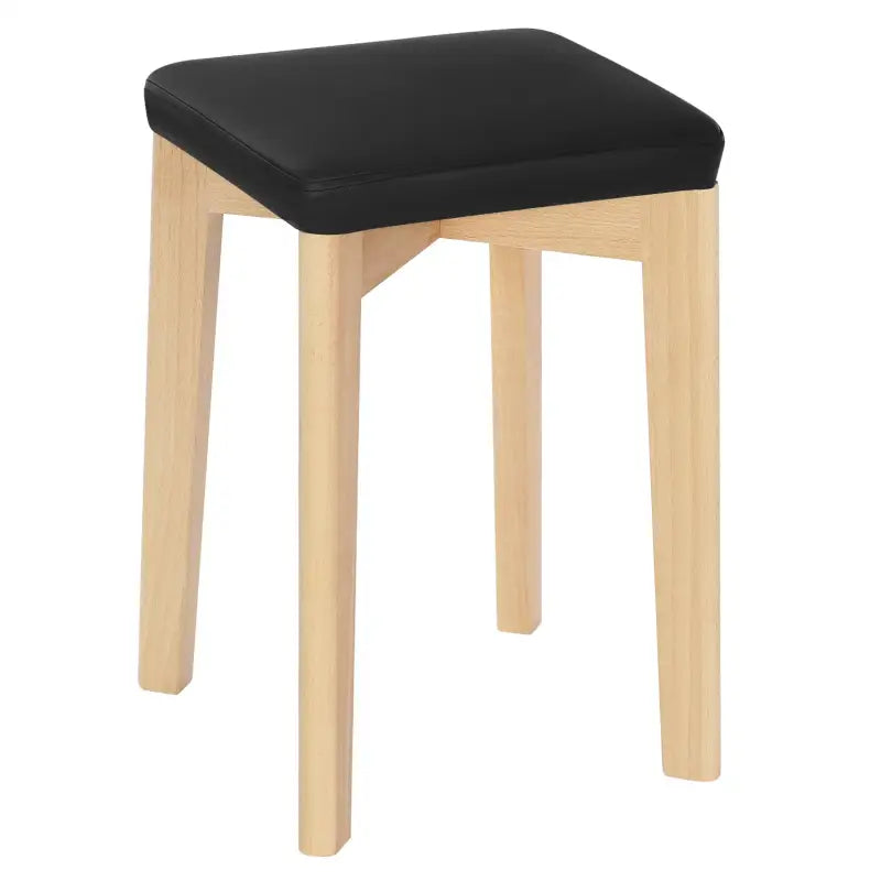 BukkitBow massief beukenhouten kruk met stabiele structuur, zachte zitting en compacte afmetingen 32,5x32,5x47cm.