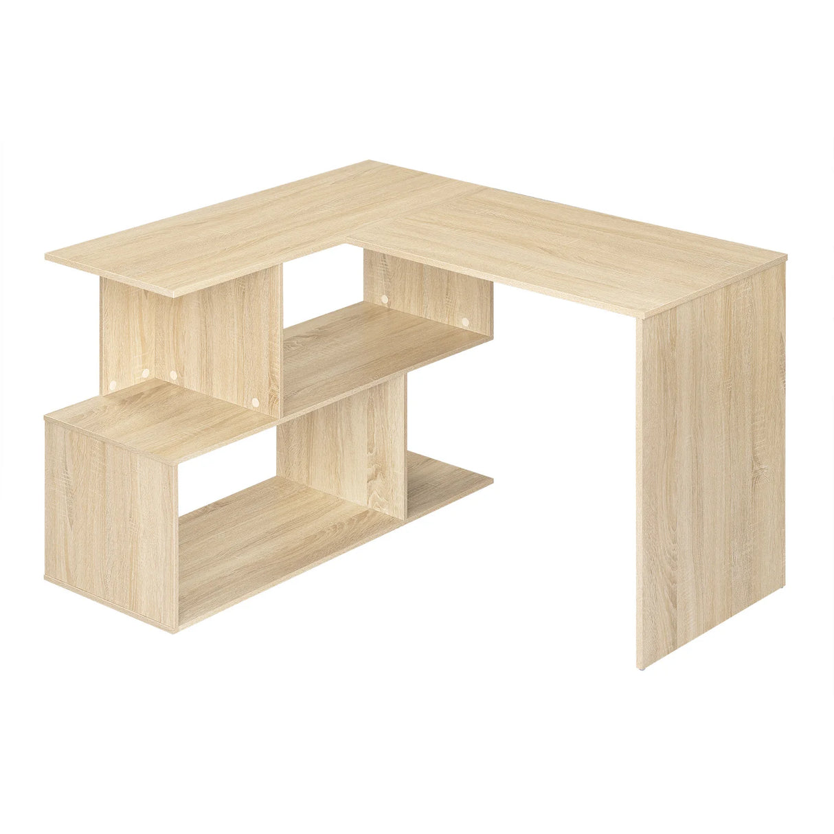 Moderne BukkitBow hoekbureau met 4 open opbergvakken, ideaal voor een stijlvolle en functionele werkruimte.