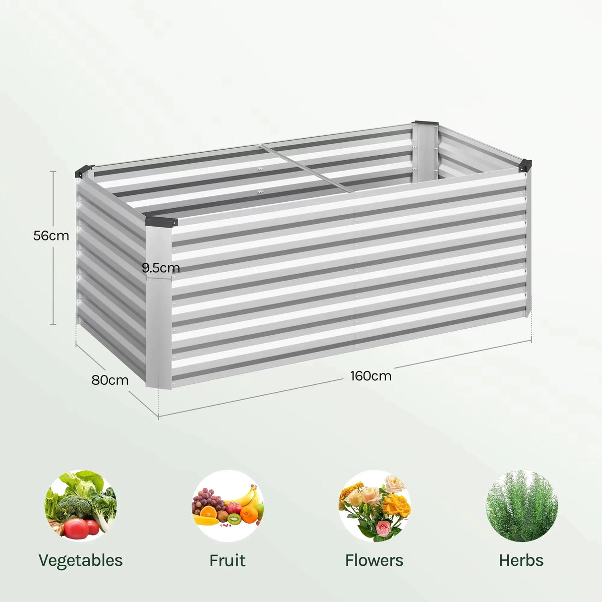 BukkitBow moderne verzinkte metalen kweekkast voor moestuin, weerbestendig en roestvrij, geschikt voor het kweken van planten en groenten.