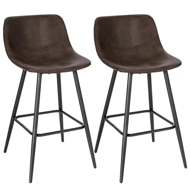 BukkitBow moderne barkruk met synthetisch leren zitting, metalen frame, verstelbare poten en comfortabele kuipvormige zitting, zithoogte 63cm.