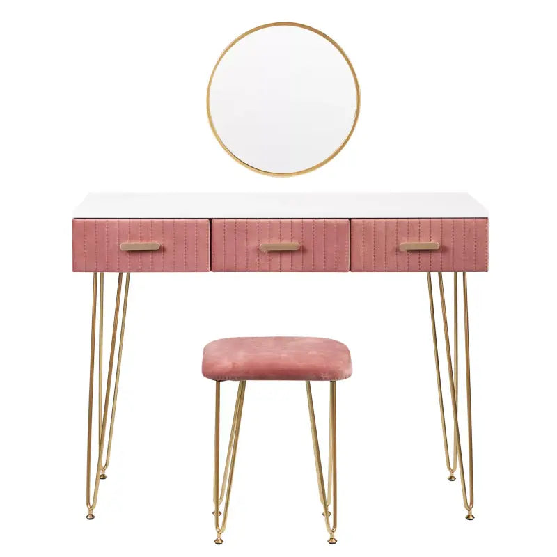 Moderne BukkitBow kaptafel met spiegel en krukje, geschikt voor kinderen en volwassenen, 100x40 cm, stijlvolle make-up tafel.