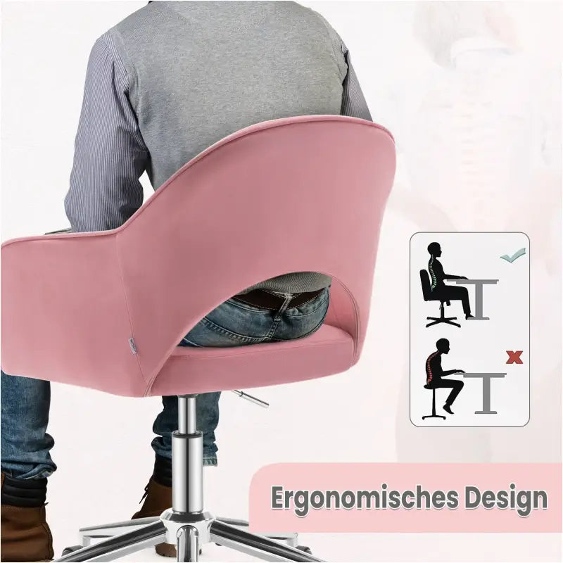 Moderne BukkitBow velvet bureaustoel met armleuningen, ergonomisch, in hoogte verstelbaar en bekleed met zachte fluweelstof.