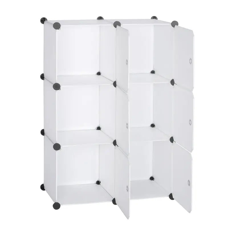 BukkitBow modulaire schoenenrek met 6 compartimenten en deuren, aanpasbaar design, afmetingen 96x96x30cm, ideaal voor opbergruimte