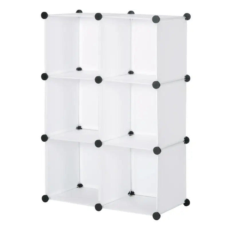 BukkitBow modulaire schoenenrek met 6 compartimenten, inklapbare deuren en aanpasbaar design, 96x96x30cm, ideaal voor schoenenopslag.