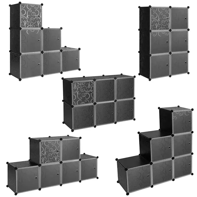 BukkitBow modulaire schoenenkast met 6 kubussen, stevig en ruimtebesparend, flexibel ontwerp, 35x35x35cm, schoenenrek in wit.