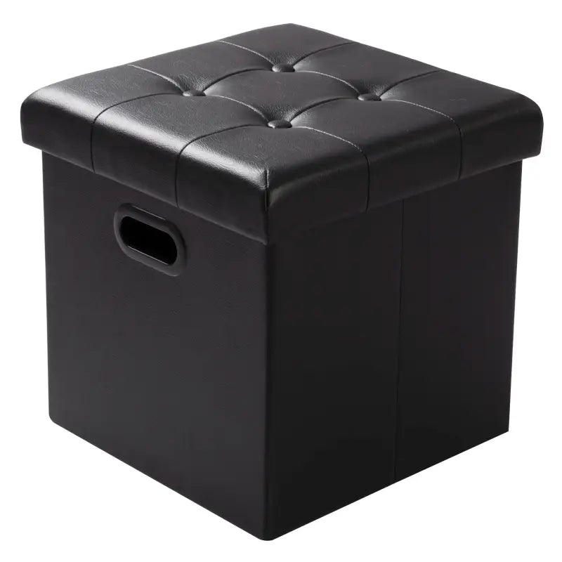 Lederen en fluwelen opbergpoef van BukkitBow, comfortabel zitmeubel met 38L capaciteit en afmetingen 37,5x37,5x38 cm.