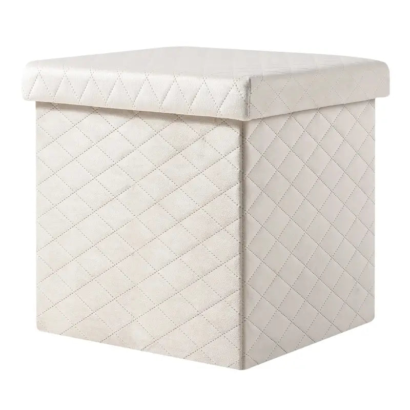 BukkitBow opbergpoef met deksel, 40L capaciteit, modern design, opvouwbaar, zachte zitting, afmetingen 38x38x38cm.