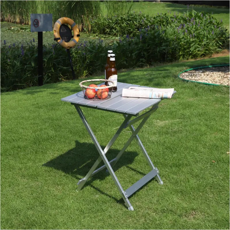 BukkitBow opvouwbare campingtafel van stevig aluminium, lichtgewicht, corrosiebestendig, 50.5x46.5x60cm, max 25 kg belasting