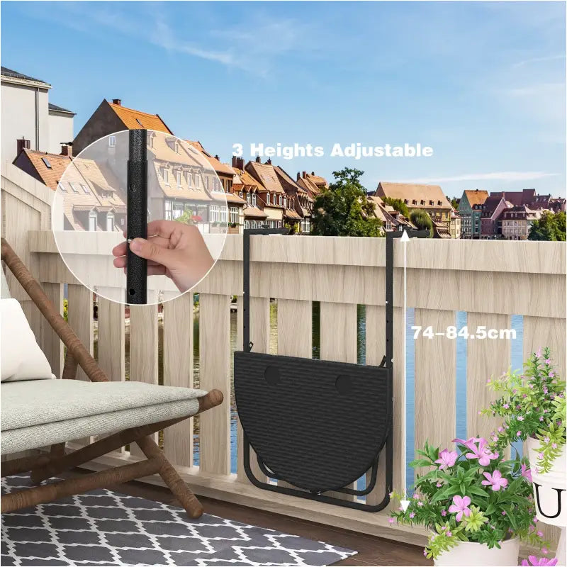 BukkitBow opvouwbare hangende campingtafel met bekerhouders, hoogteverstelbaar, weerbestendig, 60x74-84.5x62cm, draagkracht 10kg