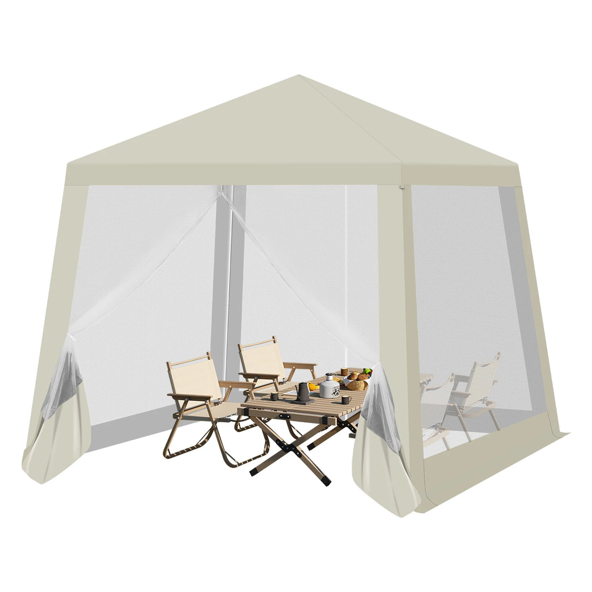 BukkitBow partytent 3x3m van polyester met muskietennet, ideaal voor tuin, prieel en paviljoen, geschikt voor buitengebruik