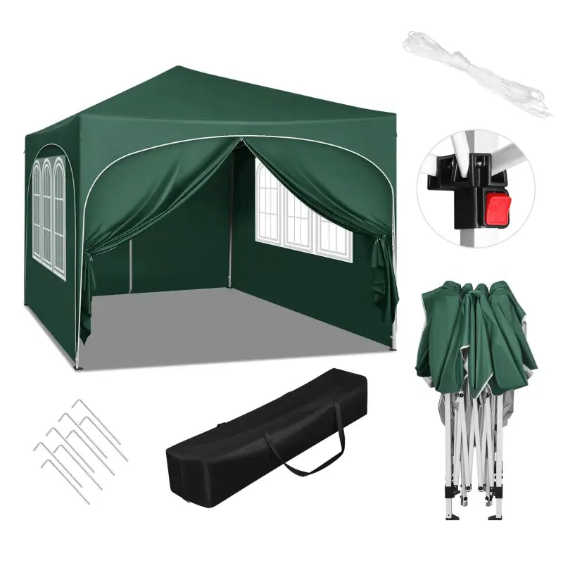 BukkitBow partytent met zijwanden en ronde rand, waterdicht en weerbestendig, 300x300 cm, opvouwbare tuinpaviljoen.