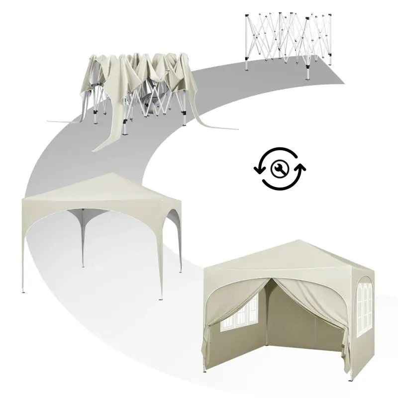 BukkitBow partytent van 300x300 cm met zijwanden en ronde rand, waterdicht en weerbestendig, geschikt voor tuinfeest of evenement