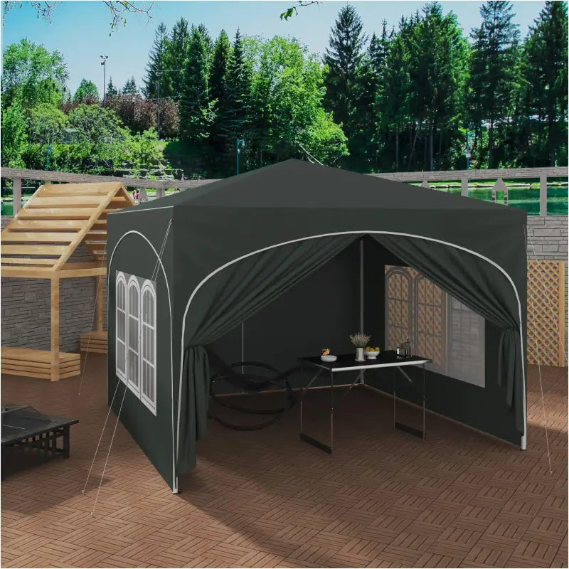 BukkitBow partytent met zijwanden en ronde rand, waterdicht en weerbestendig, 300x300 cm, opvouwbare tuinpaviljoen voor buiten.