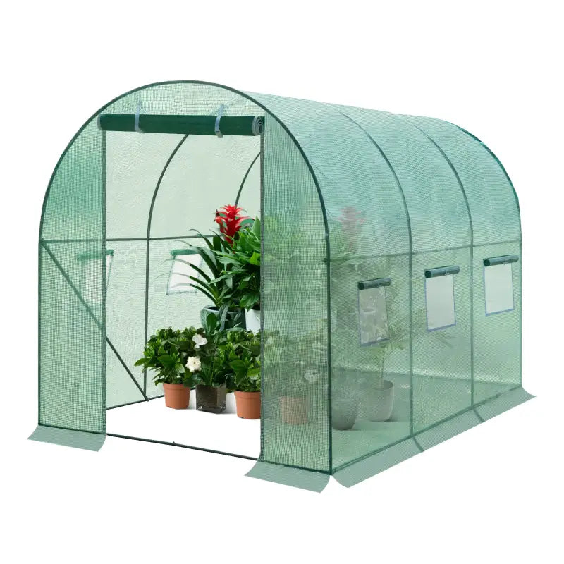 BukkitBow polytunneltuinkas voor groenten, compact met deur en 6 ramen, winterproof en 300x200x190cm.