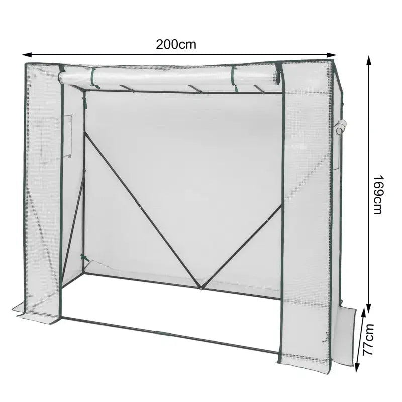 BukkitBow polytunnel tuinkas voor groenten teelt, winterproof, compact met groot luik en drie bloemenplanken, 200x169x77cm