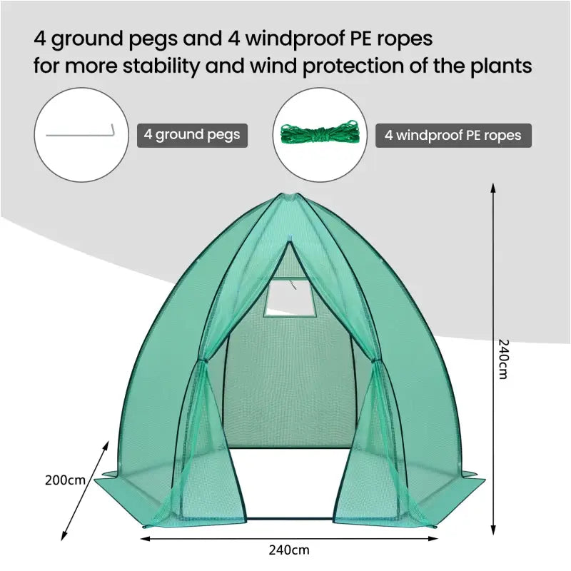 BukkitBow polytunnel tuinkas voor groenteteelt, winterproof, compact ontwerp met groot luik en raam, 240x240x200cm