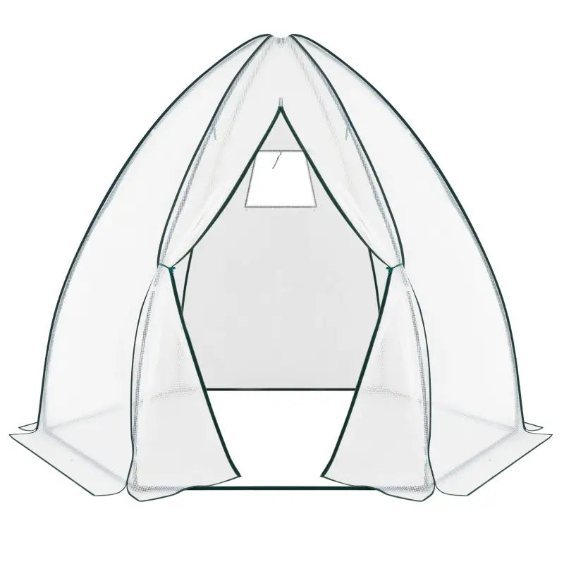BukkitBow polytunnel tuinkas voor groenteteelt, winterproof, compact met groot luik en raam, afmetingen 240x240x200 cm.