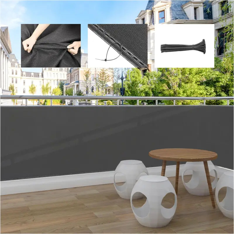 BukkitBow privacy scherm in antraciet, 180g/m², schaduwend 85%, temperatuurbestendig, inclusief 50 kabelbinders.