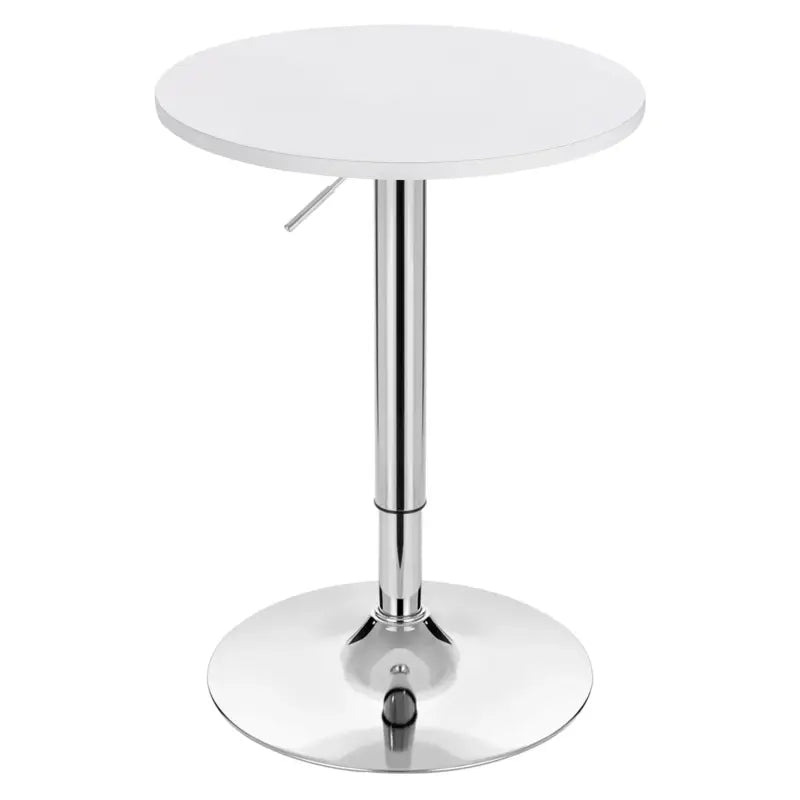 Ronde BukkitBow bartafel van MDF en metaal, hoogte verstelbaar en draaibaar, in wit of zwart, diameter 52 cm.