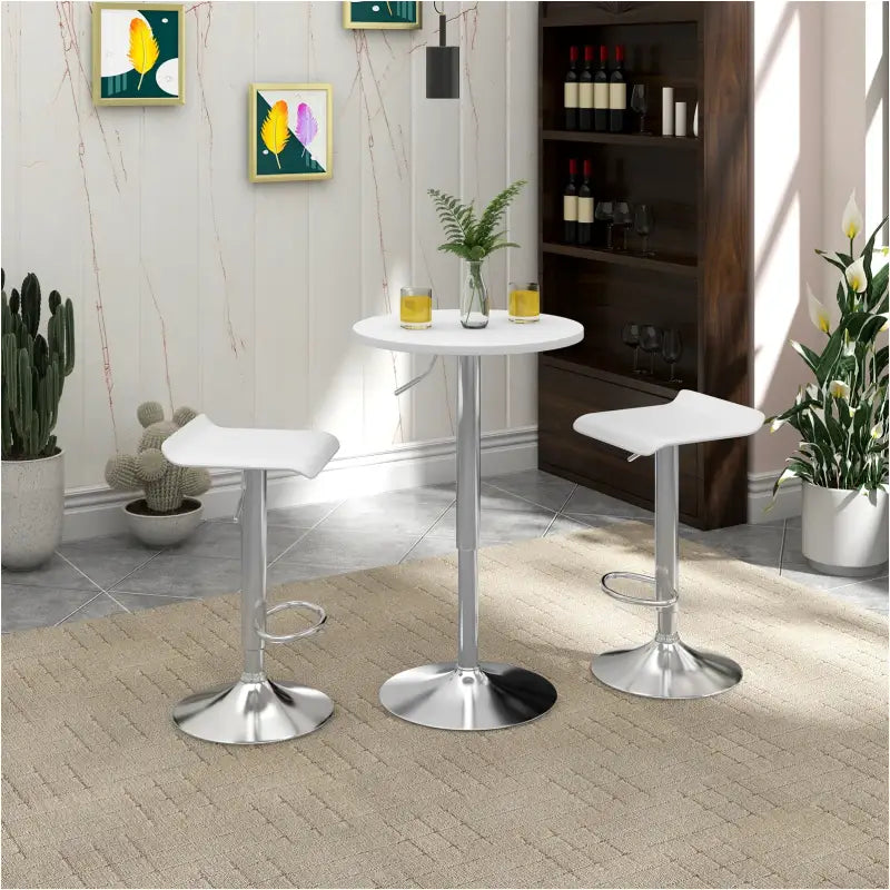 BukkitBow ronde bartafel van MDF en metaal, wit of zwart, in hoogte verstelbaar en draaibaar, 52 cm diameter.