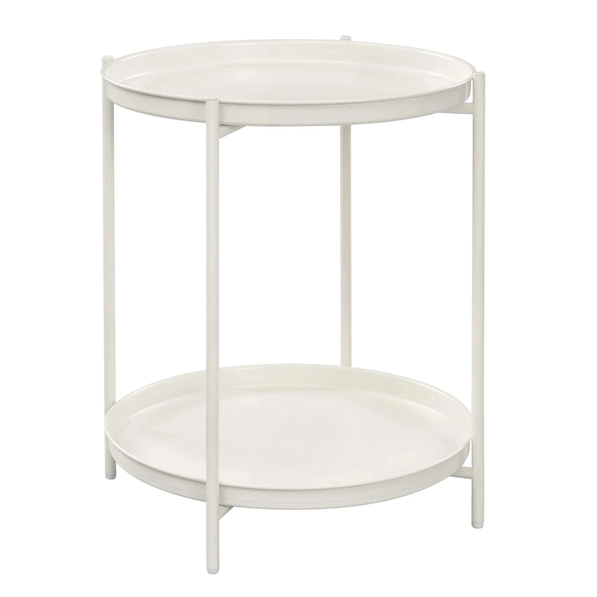 Ronde salontafel van BukkitBow met metalen frame en twee afneembare dienbladen, stijlvolle bijzettafel voor woonkamer