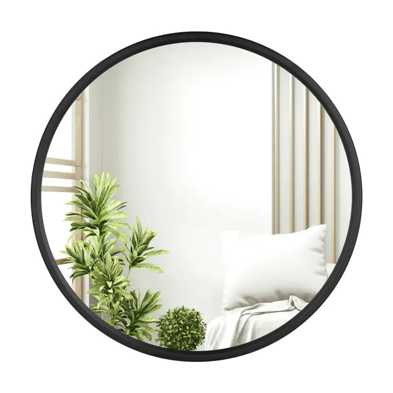 BukkitBow ronde spiegel van MDF, met metalen rand en glas, beschikbaar in 40x40, 50x50 en 60x60 cm, elegante muurdecoratie