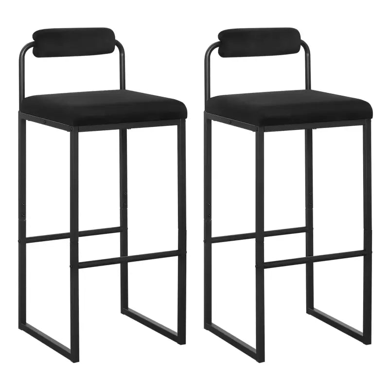 BukkitBow barkrukken set met fluwelen zitting, stalen frame, ergonomisch ontwerp en voetensteun, zithoogte 75 cm, 120 kg draagkracht
