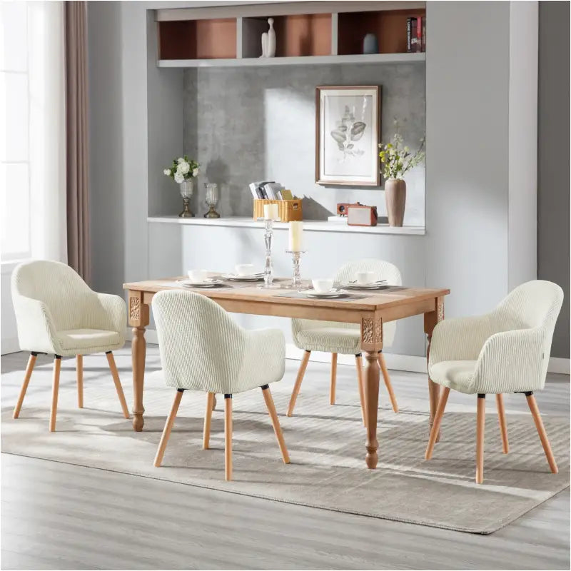 BukkitBow set eetkamerstoelen met comfortabele corduroy bekleding, robuust en stabiel, verstelbare zithoogte van 49 cm.