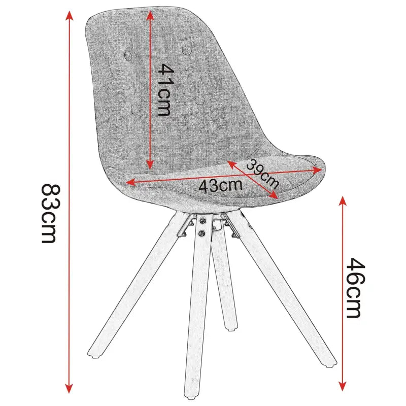 BukkitBow set eetkamerstoelen van stof en fluweel met ergonomisch zitcomfort en stijlvol ontwerp, zithoogte 46 cm.