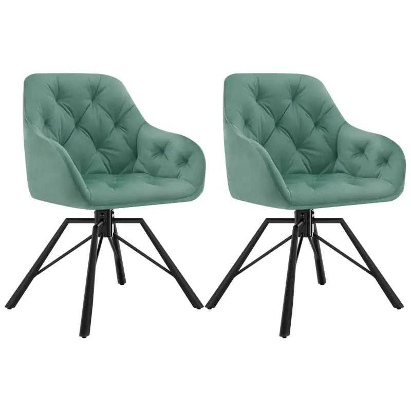 Set van 2 draaibare eetkamerstoelen van BukkitBow met kunstleer en fluweel, metalen frame, ergonomisch ontwerp en 150 kg draagvermogen