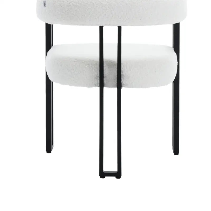 Set van 2 BukkitBow eetkamerstoelen met chenille stof, metalen poten en ergonomisch, comfortabel ontwerp.