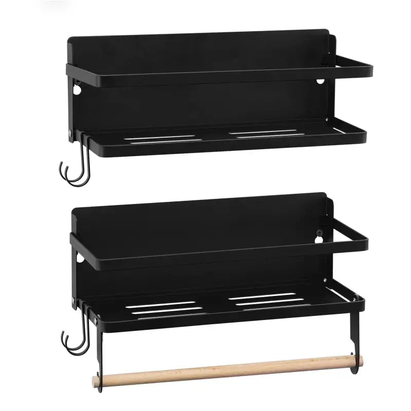 Set van 2 kruidenrekken van BukkitBow, metalen en houten stangen, modern en ruimtebesparend voor keukenkast gebruik.