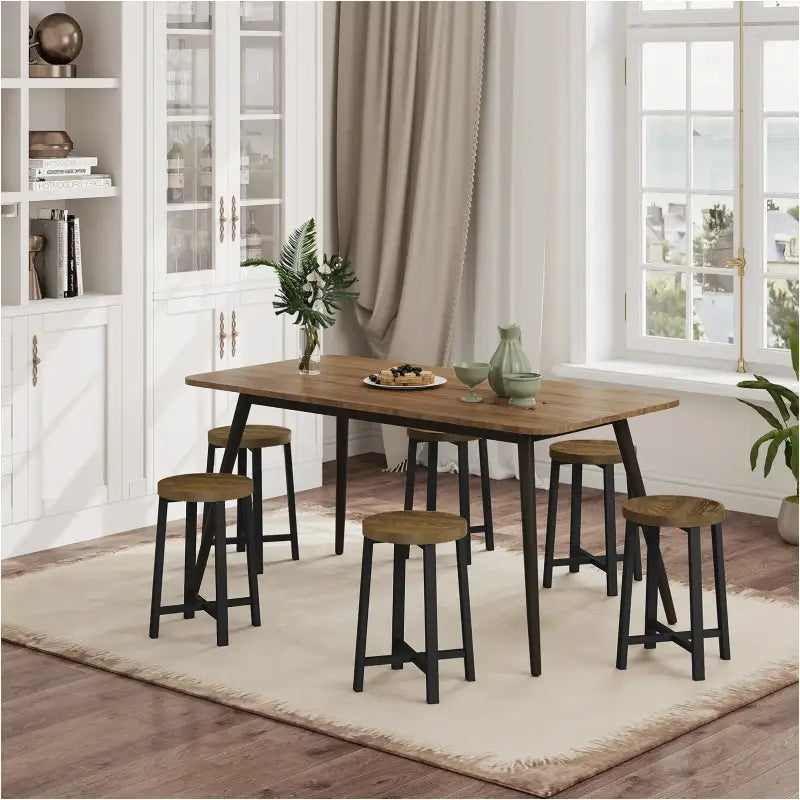 Set van 2 vintage industriële barkrukken van BukkitBow met bewerkt hout en metalen frame, zithoogte 46 cm.