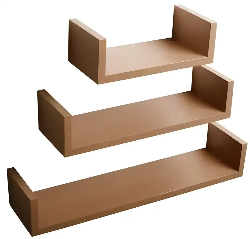 Set van 3 drijvende boekenplanken van BukkitBow, hout en MDF, in verschillende maten met bevestigingen voor muurmontage