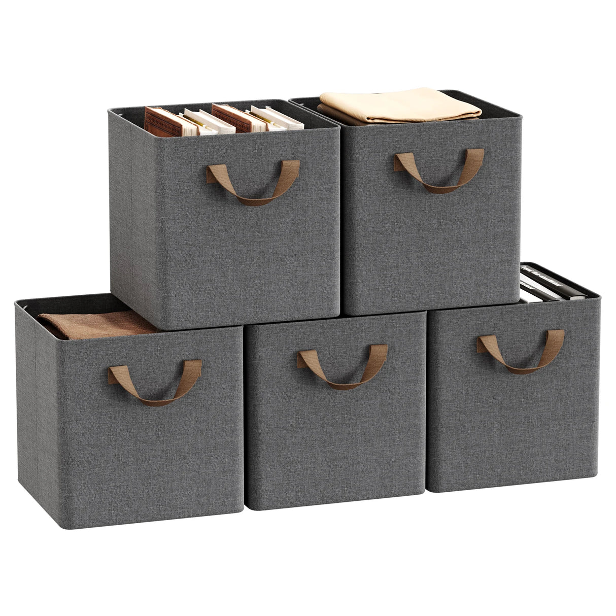 Set van 3 of 5 opvouwbare stof opbergdozen van BukkitBow, ideaal voor kleding, speelgoed en opbergen in huis.