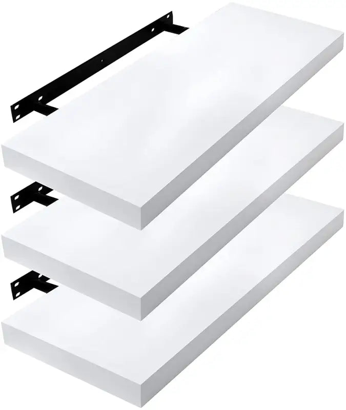 Set van 3 witte MDF wandplanken van BukkitBow, mat afgewerkt, diverse maten, geschikt voor tot 10kg per plank, ideaal voor boeken.