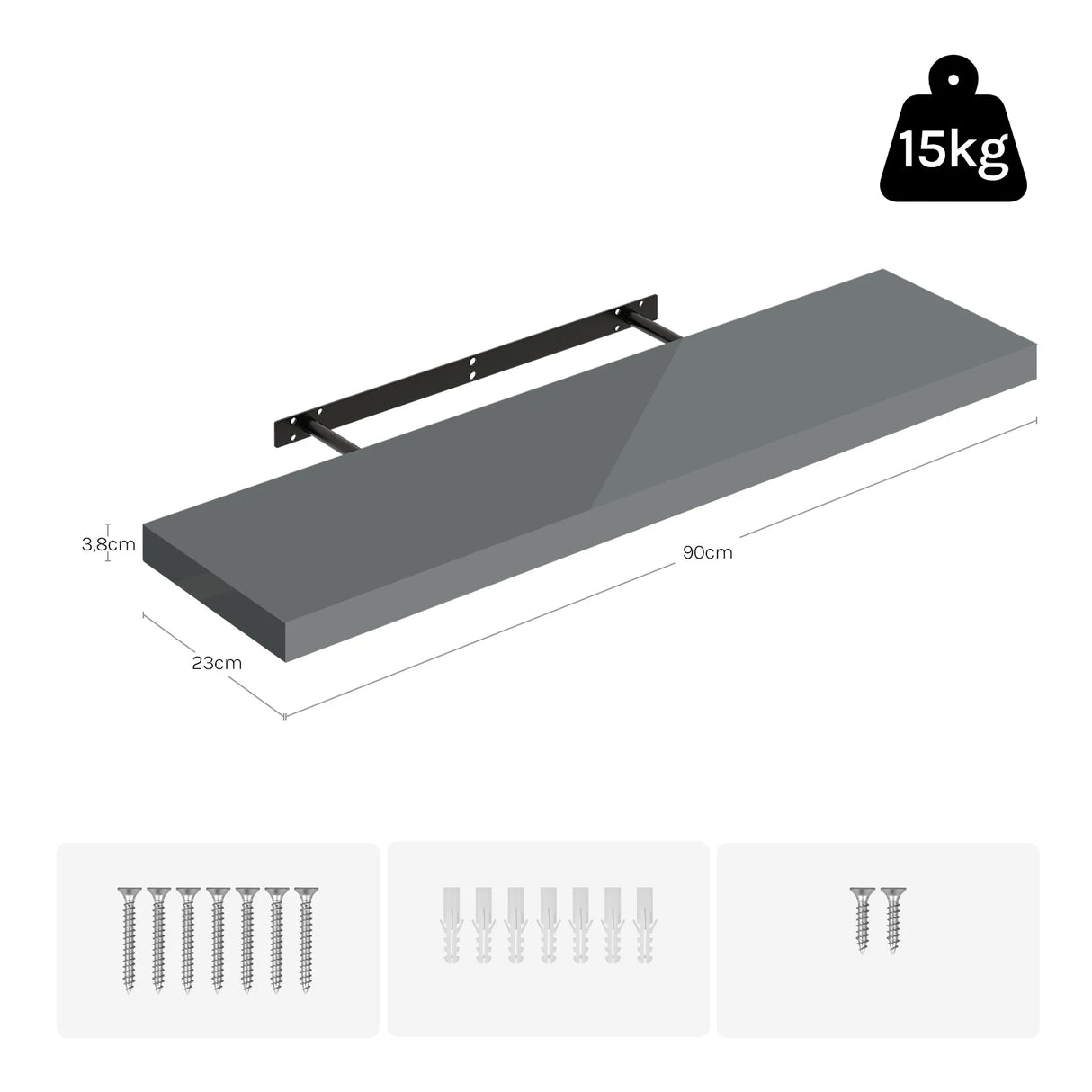 BukkitBow set van 3 zwevende wandplanken, fotoplank en muurdecoratie voor stijlvolle muurdecoratie en opbergruimte
