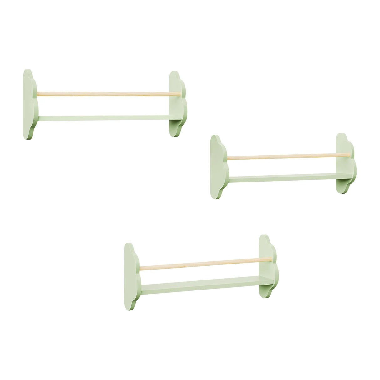 BukkitBow - Set van 3 Zwevende Wandplanken - Hout - Boekenrek - Kinderkamer