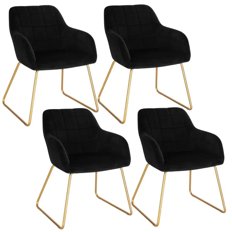Set van 4 BukkitBow fluwelen eetkamerstoelen met gouden metalen poten, comfortabel en stijlvol met een zithoogte van 48,5 cm.
