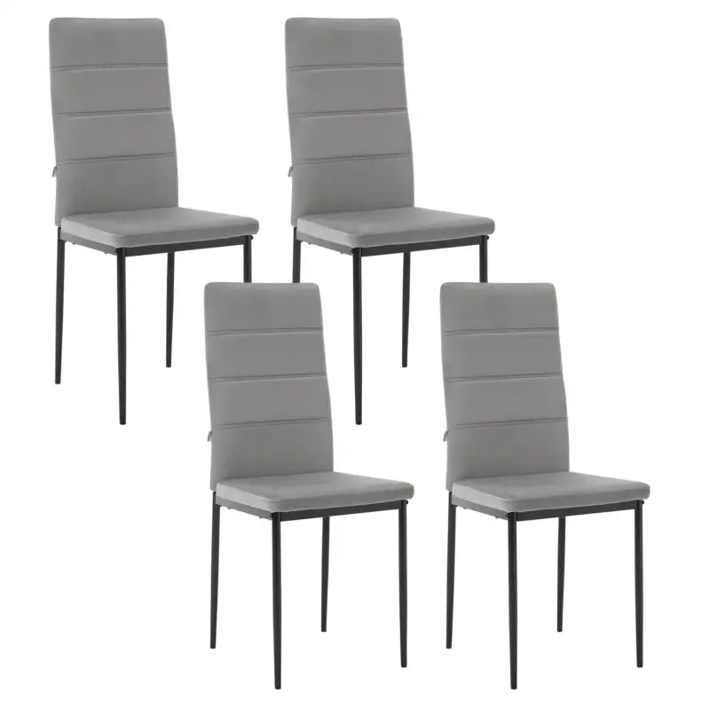 Set van 4 BukkitBow eetkamerstoelen van kunstleer en fluweel met metalen onderstel, moderne en comfortabele eetkamermeubels